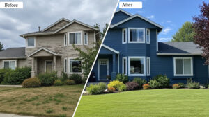 Spokane home exterior painting showing dramatic transformation