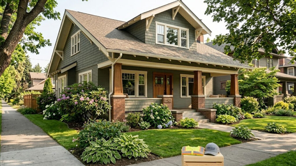 Classic Spokane Craftsman home exterior, representing houses that often require specialized bathroom renovations.
