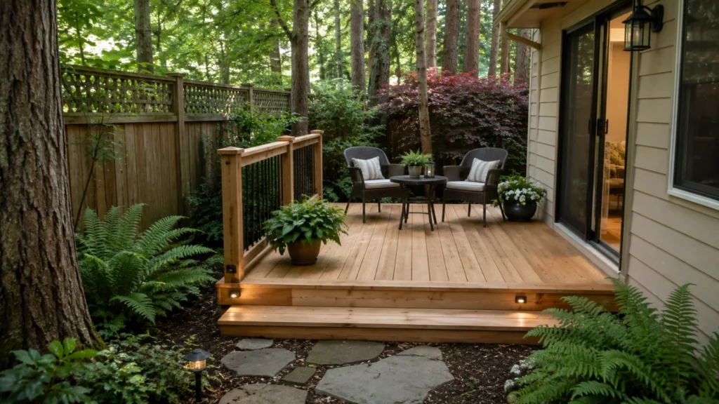  Wood decking option for a shaded Spokane backyard
